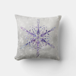 Cojín Decorativo Navidades Purple Snowflake Sparkle Silver