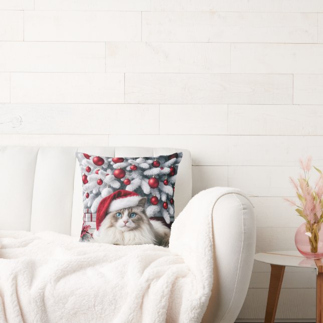 Cojín Decorativo Navidades Ragdoll Cat en Santa Hat (Sofá)