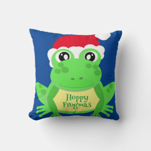 Cojín Decorativo Navidades Rana Azul Santa Hat Novedad Graciosa