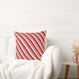 Cojín Decorativo Navidades rayados de caña de caña rojo blanco