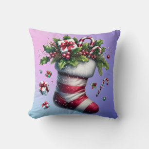 Cojín Decorativo Navidades rebosantes de regalos y bastones de cant
