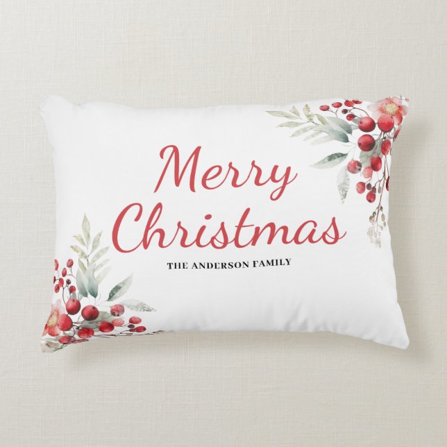Cojín Decorativo Navidades Red Berry Floral Nombre Botánico (Anverso)