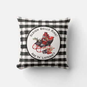 Cojín Decorativo Navidades Red Black Vintage Sleigh Buffalo Check