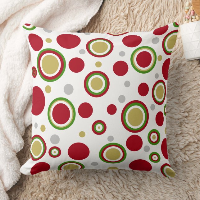 Cojín Decorativo Navidades Red Green Gold Silver Polka Dots (Manta)
