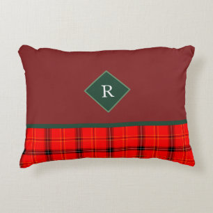 Cojín Decorativo Navidades Red y Green Plaid Tartán Monogrammed
