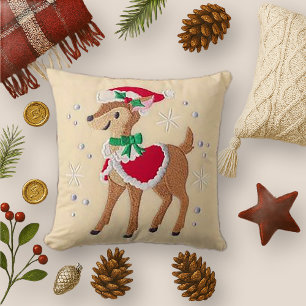 Cojín Decorativo Navidades Reindeer Faux Embroidered