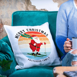 Cojín Decorativo Navidades Retro Esquiar al atardecer Santa Persona