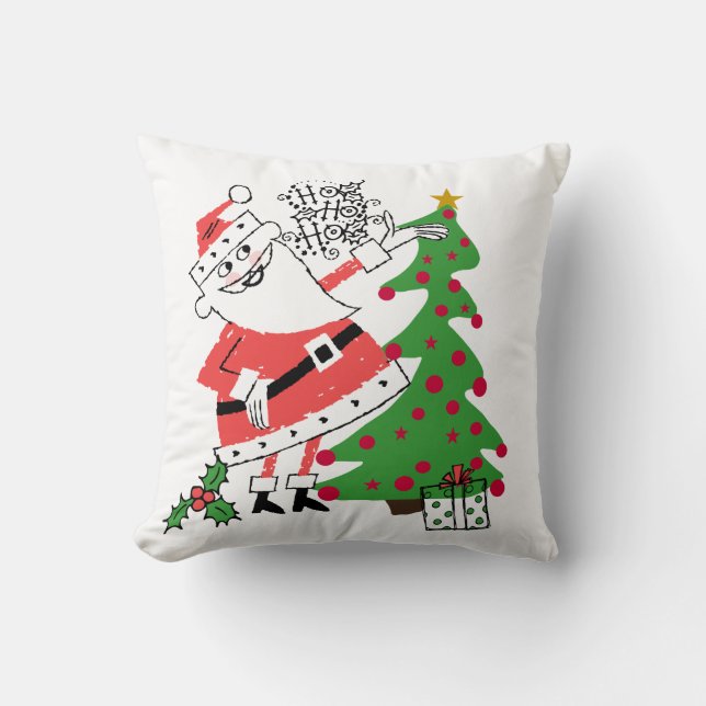 Cojín Decorativo Navidades Retro Santa Ho Ho Ho Ho Holiday Pillow (Anverso)