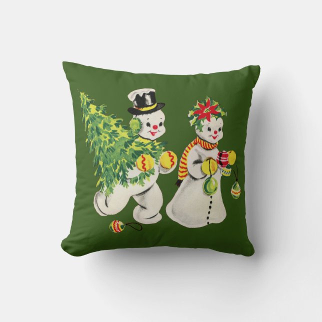 Cojín Decorativo Navidades retro Snowpeople (Anverso)