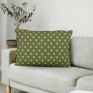Cojín Decorativo Navidades ricos modernos Patrón floral verde y dor