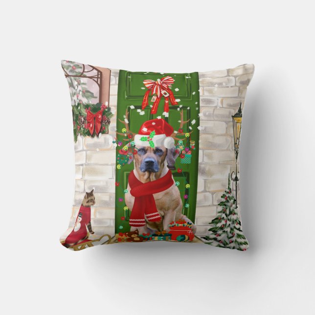 Cojín Decorativo Navidades Ridgeback Perro Rhodes (Anverso)
