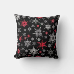 Cojín Decorativo Navidades, rojo, blanco, copos de nieve, invierno,