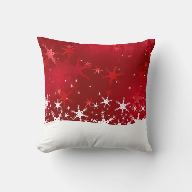 Cojín Decorativo Navidades Rojos Copos de Nieve (Anverso)