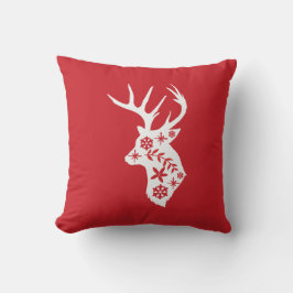 Cojín Decorativo Navidades rojos Pillow con ciervo blanco