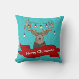 Cojín Decorativo Navidades rojos turquesa modernos iluminan renos