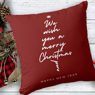 Cojín Decorativo Navidades rojos y blancos de moda Typography Wish
