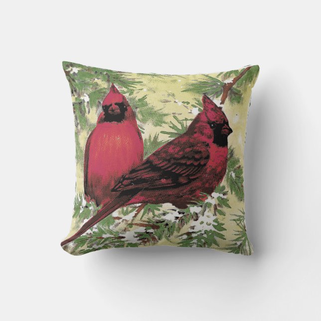 Cojín Decorativo Navidades rojos y verdes cardenales (Anverso)