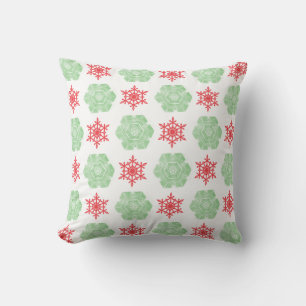 Cojín Decorativo Navidades rojos y verdes copos de nieve