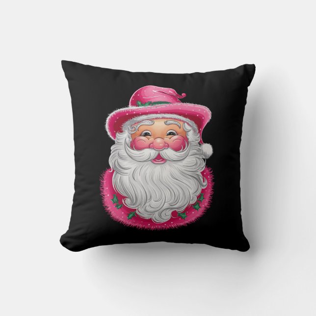 Cojín Decorativo Navidades Rosa Santa Retro que coinciden con Fiest (Anverso)