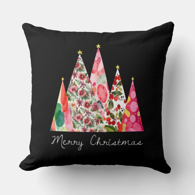 Cojín Decorativo Navidades rosados Árboles elegantes modernos (Anverso)