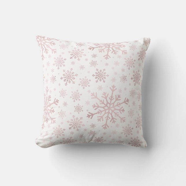 Cojín Decorativo Navidades rosados Bonitos con copas de nieve en bl (Anverso)