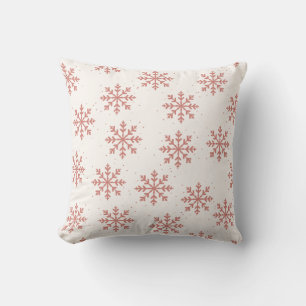 Cojín Decorativo Navidades rosados de copos de nieve