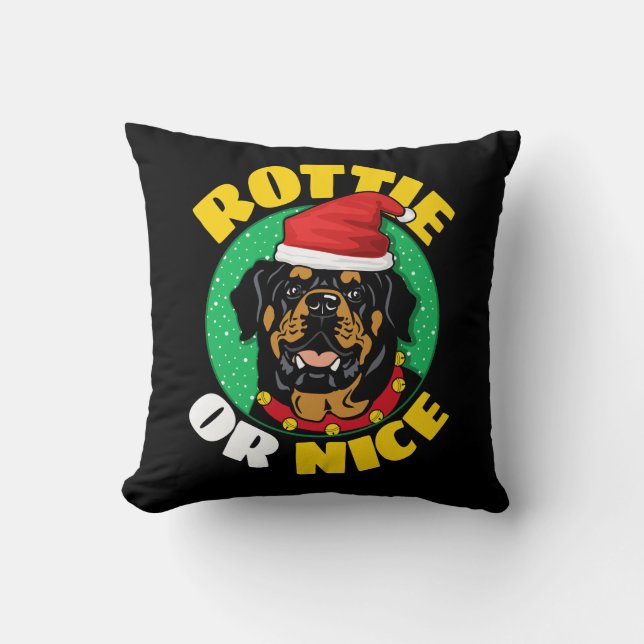 Cojín Decorativo Navidades Rottie o Nice Rottweiler (Anverso)