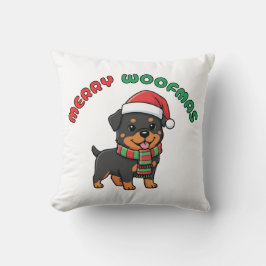Cojín Decorativo Navidades Rottweiler Pillow: Feliz Woofmas