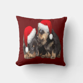 Cojín Decorativo Navidades Rottweilers con Gorras festivos