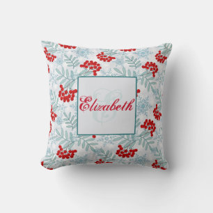 Cojín Decorativo Navidades, Rowan, rojo, blanco, monograma