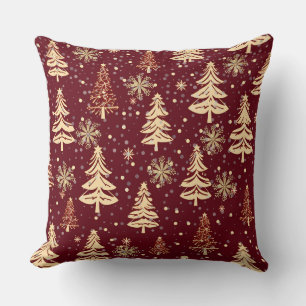 Cojín Decorativo Navidades rusos árboles verdes rojos y dorados