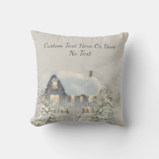 Cojín Decorativo Navidades Rústico Cabina Invierno Nieve Bosque de