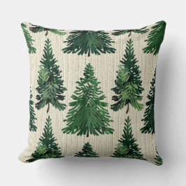 Cojín Decorativo Navidades Rústicos Árboles Evergreen