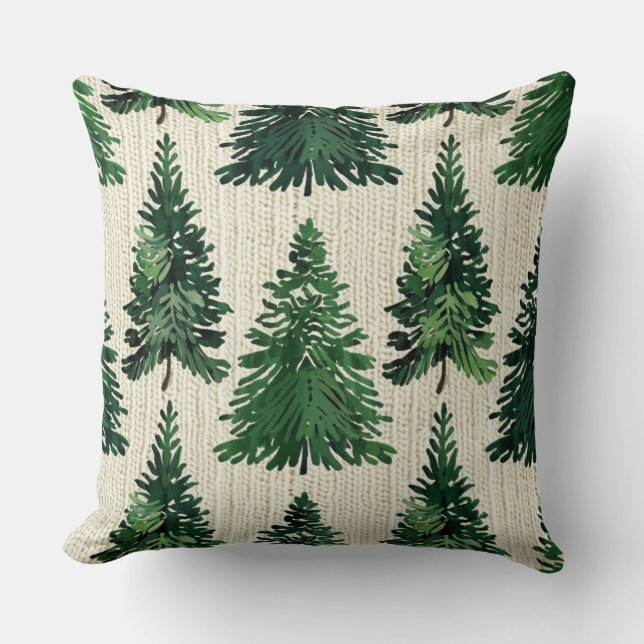 Cojín Decorativo Navidades Rústicos Árboles Evergreen (Anverso)