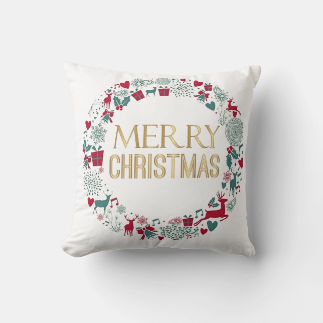 Cojín Decorativo Navidades saludaron Feliz Navidad (Anverso)