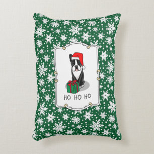 Cojín Decorativo Navidades Santa Boston Terrier (negro)