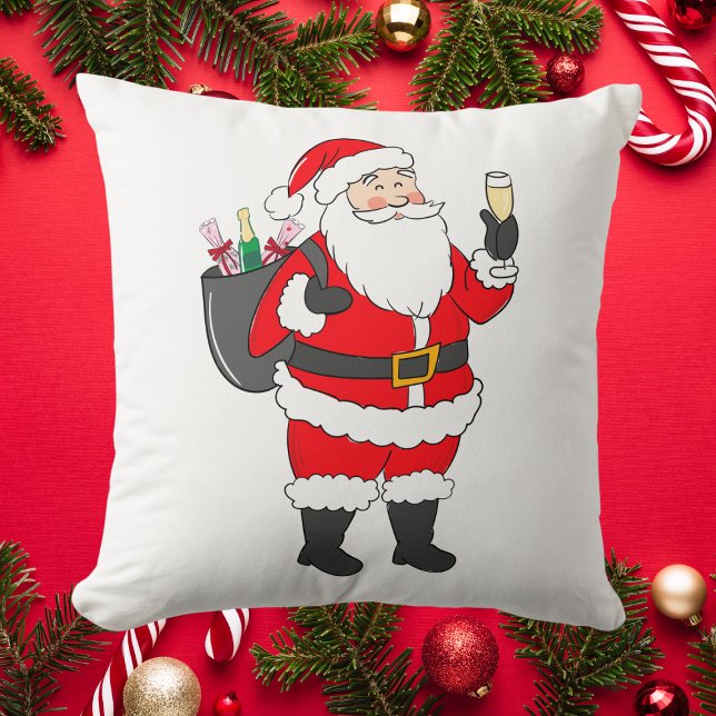 Cojín Decorativo Navidades Santa Champagne Lover (Subido por el creador)