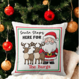 Cojín Decorativo Navidades Santa Detiene Aquí Familia Personalizada