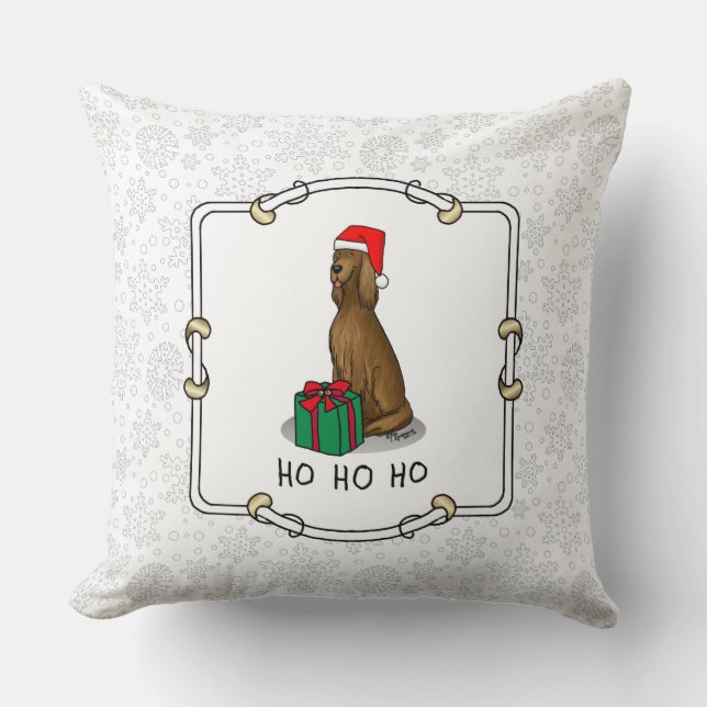 Cojín Decorativo Navidades Santa Hat Irish Setter Dog (rojo 1) (Anverso)