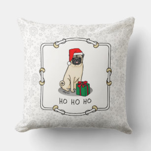 Cojín Decorativo Navidades Santa Hat Pug Dog (flor claro) Cute