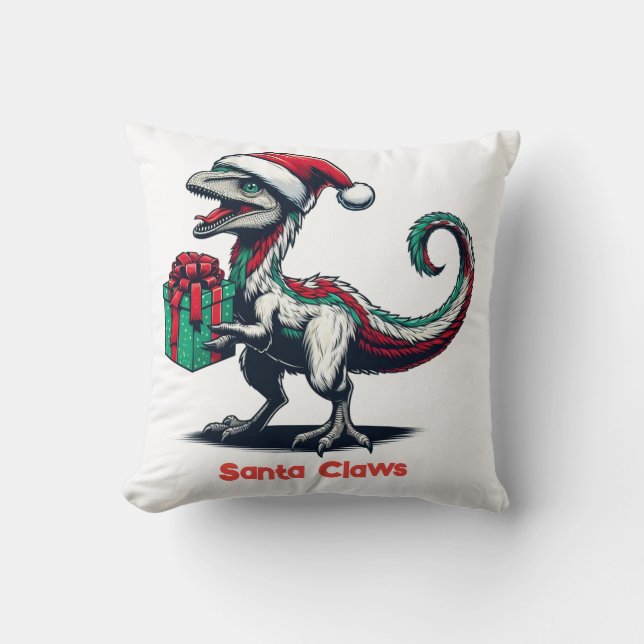 Cojín Decorativo Navidades Santa hat raptor (Anverso)