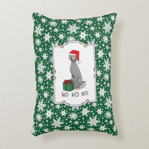 Cojín Decorativo Navidades Santa Hat Weimaraner Dog (gris 1) Cute