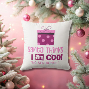 Cojín Decorativo Navidades Santa Thinks... Rosa y Púrpura