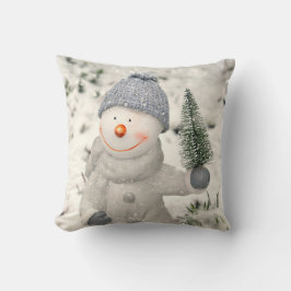 Cojín Decorativo Navidades se divierten con Snowman sonriente