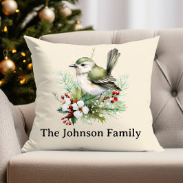 Cojín Decorativo Navidades Sencillos Elegantes Floral Bird
