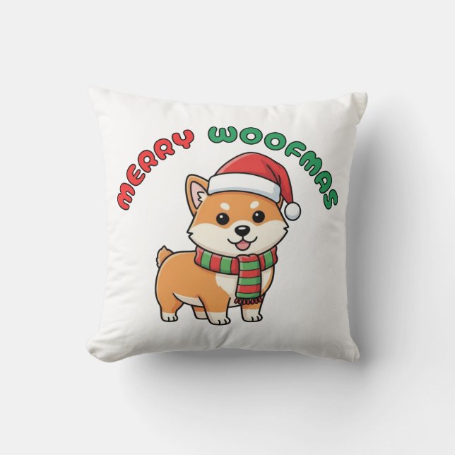 Cojín Decorativo Navidades Shiba Inu Pillow: Feliz Woofmas (Anverso)