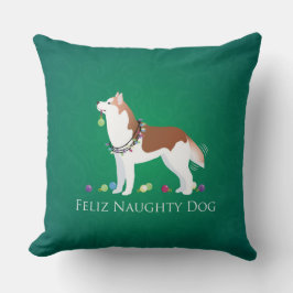 Cojín Decorativo Navidades siberianos Husky Feliz Naughty Dog
