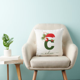 Cojín Decorativo Navidades simples de monogramas personalizados por