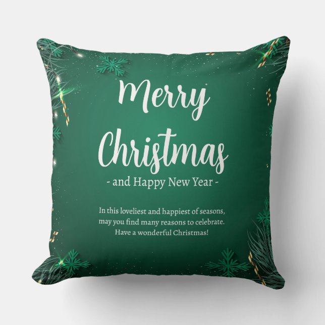 Cojín Decorativo Navidades simples verdes y blancos Día de los mejo (Anverso)