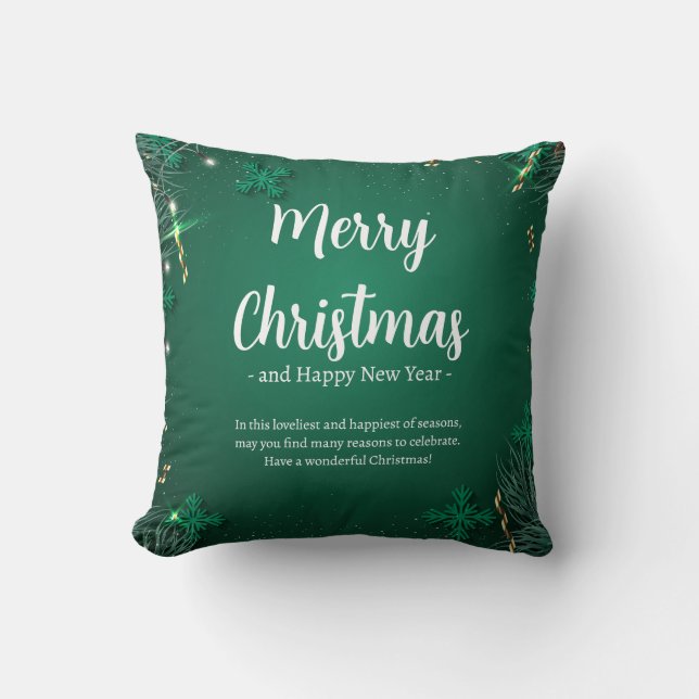 Cojín Decorativo Navidades simples verdes y blancos Día de los mejo (Anverso)